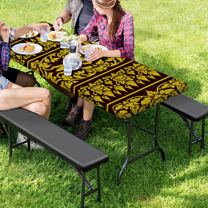 Traditional Thai Flower Pattern Print Picnic Table Cover