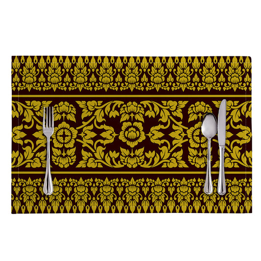 Traditional Thai Flower Pattern Print Placemat