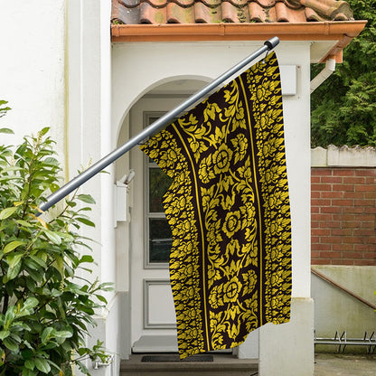 Traditional Thai Flower Pattern Print Polyester Flag
