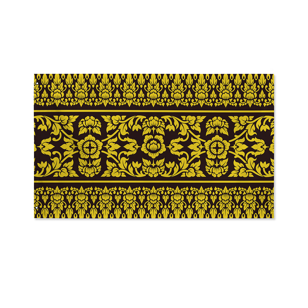Traditional Thai Flower Pattern Print Polyester Flag