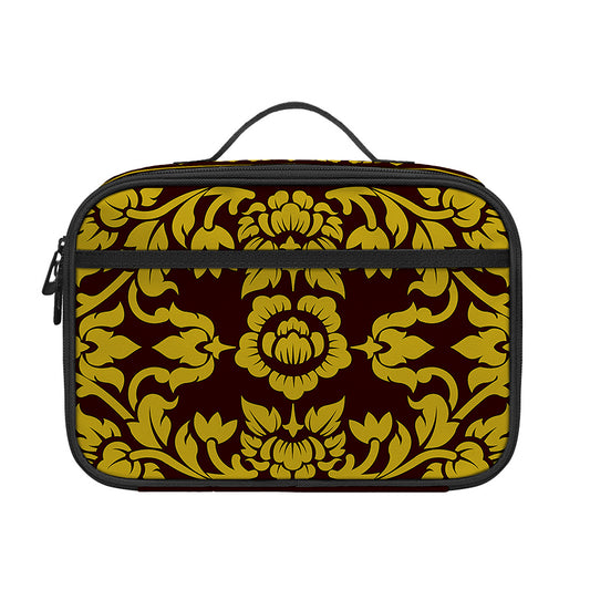 Traditional Thai Flower Pattern Print Portable Lunch Bag