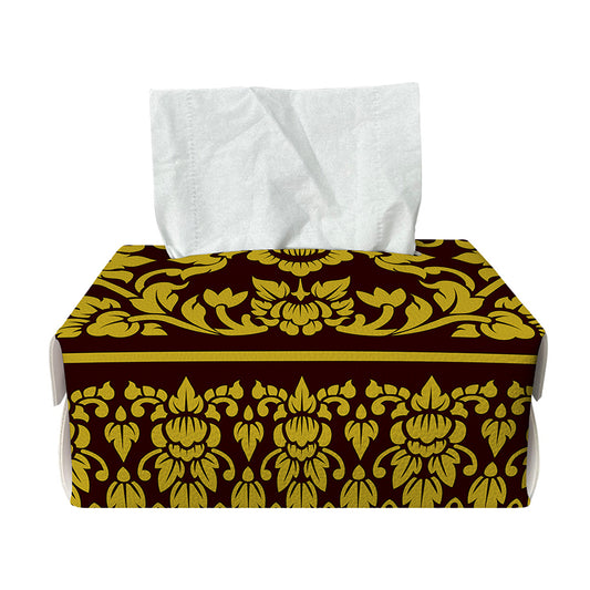 Traditional Thai Flower Pattern Print Rectangle Tissue Box Cover