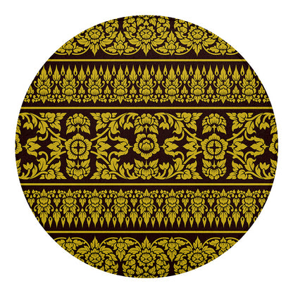 Traditional Thai Flower Pattern Print Round Blanket