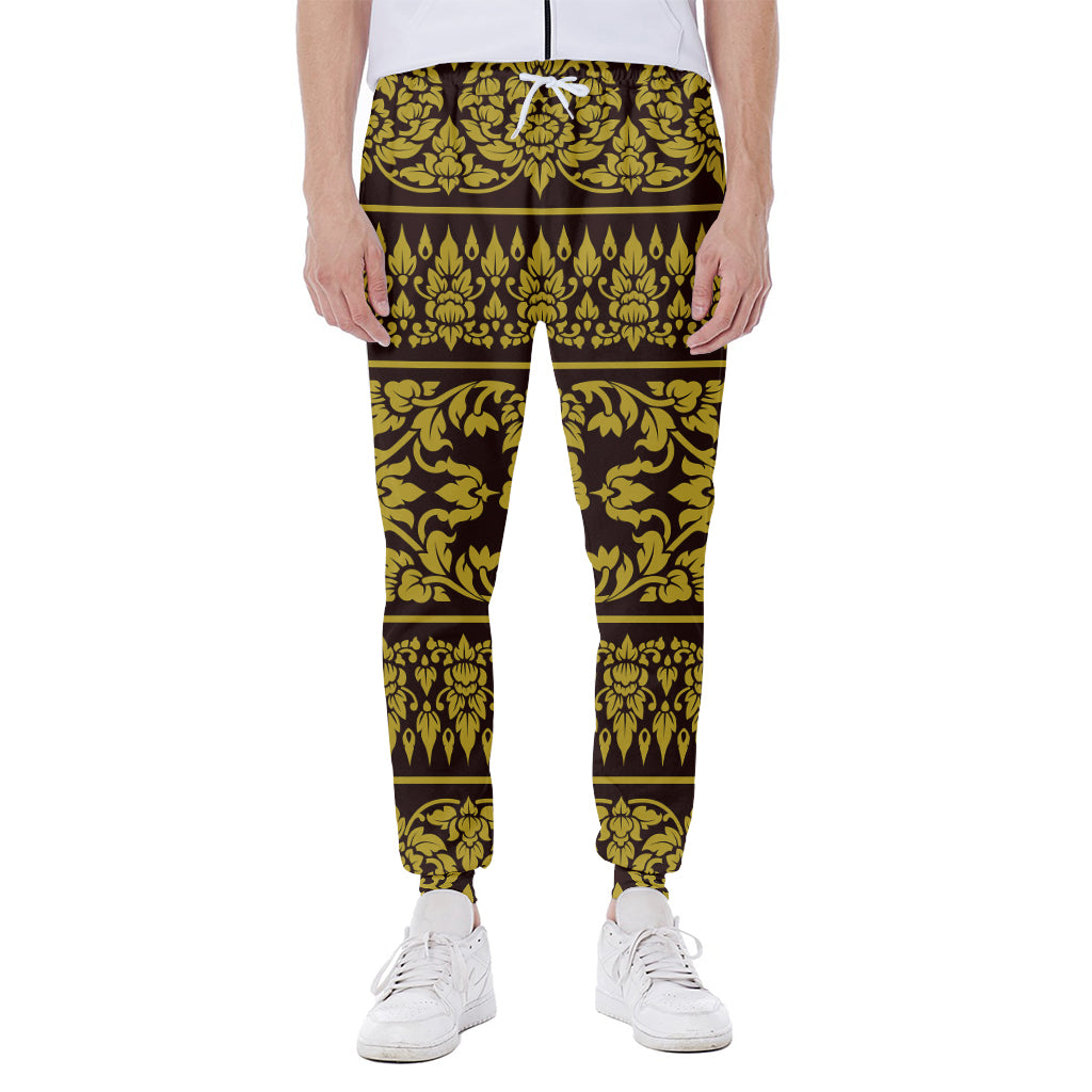 Traditional Thai Flower Pattern Print Scuba Joggers