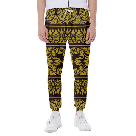 Traditional Thai Flower Pattern Print Scuba Joggers