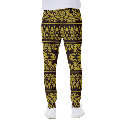 Traditional Thai Flower Pattern Print Scuba Joggers
