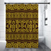 Traditional Thai Flower Pattern Print Shower Curtain