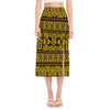 Traditional Thai Flower Pattern Print Side Slit Midi Skirt