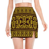 Traditional Thai Flower Pattern Print Side Slit Mini Skirt