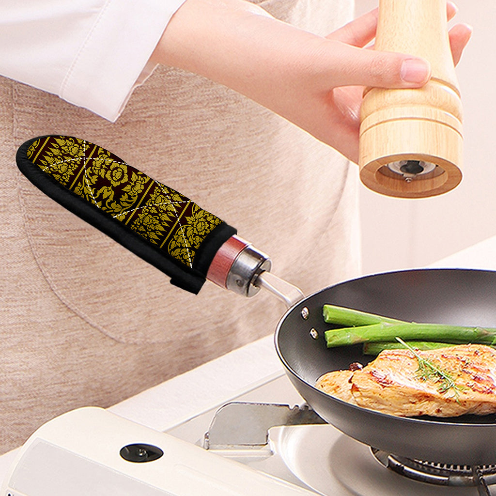 Traditional Thai Flower Pattern Print Skillet Handle Cover