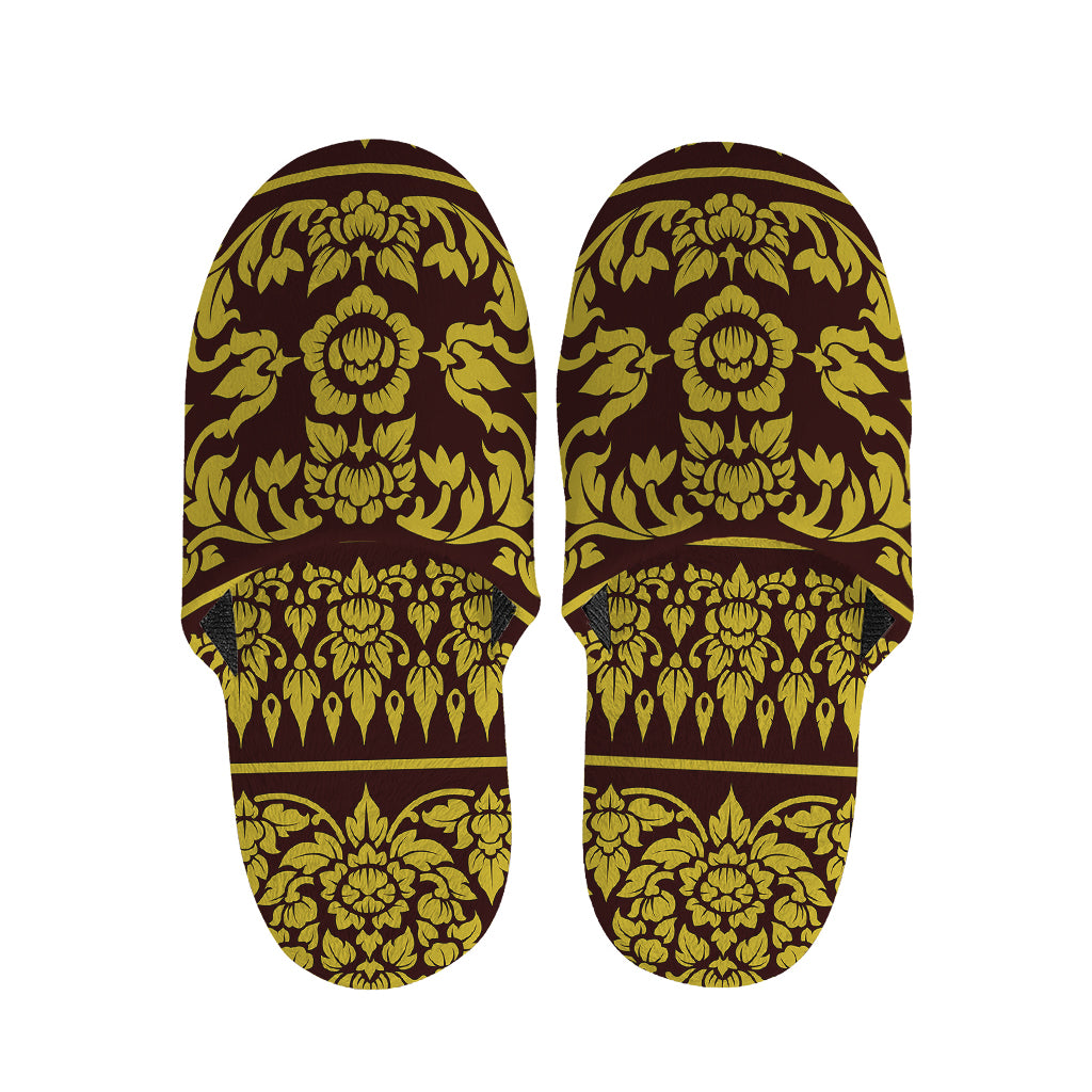 Traditional Thai Flower Pattern Print Slippers