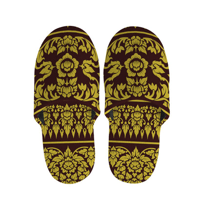 Traditional Thai Flower Pattern Print Slippers
