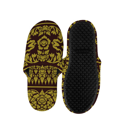 Traditional Thai Flower Pattern Print Slippers