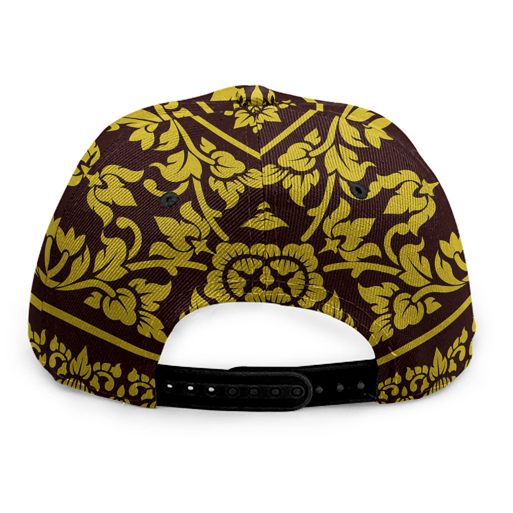 Traditional Thai Flower Pattern Print Snapback Cap