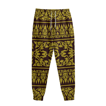 Traditional Thai Flower Pattern Print Sweatpants