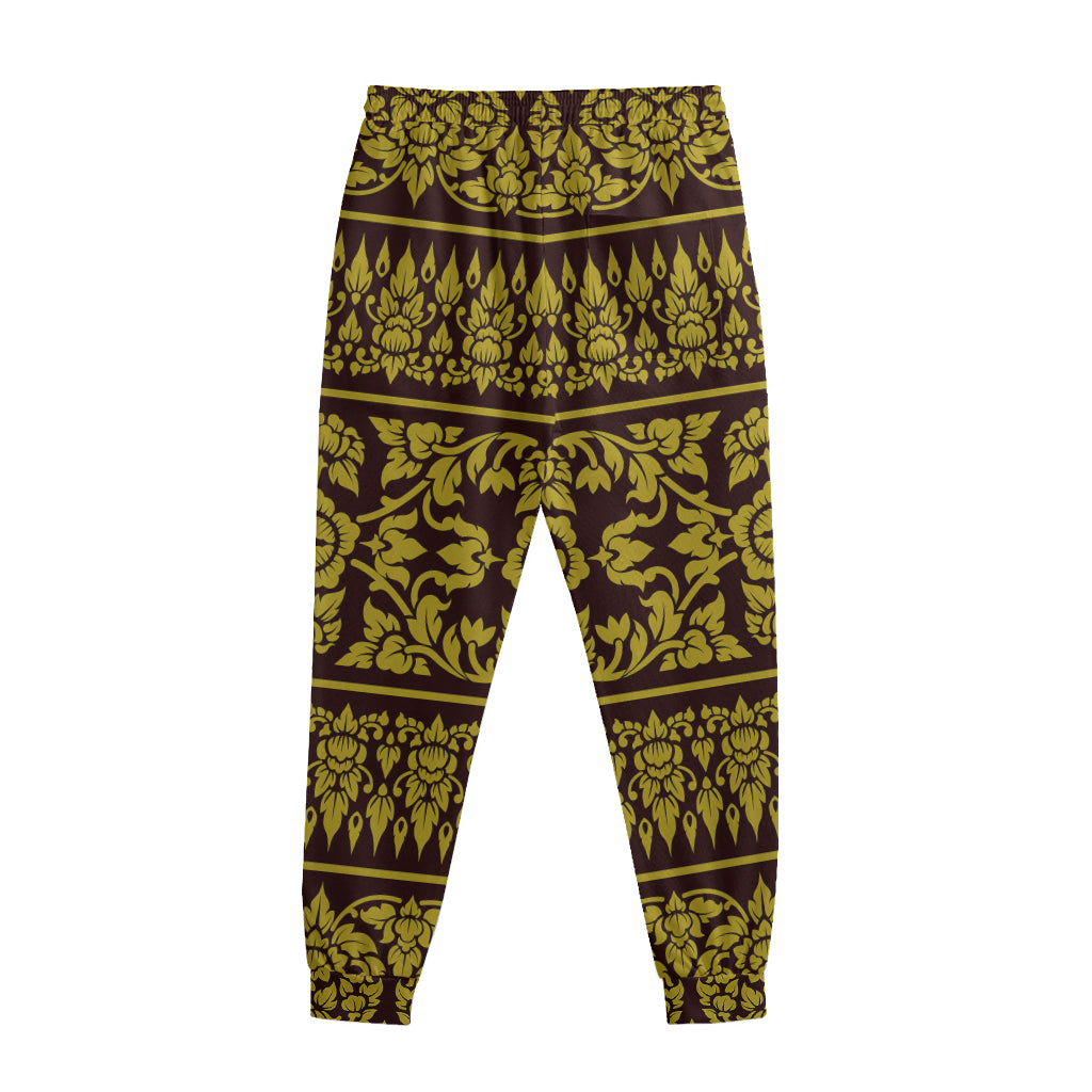 Traditional Thai Flower Pattern Print Sweatpants