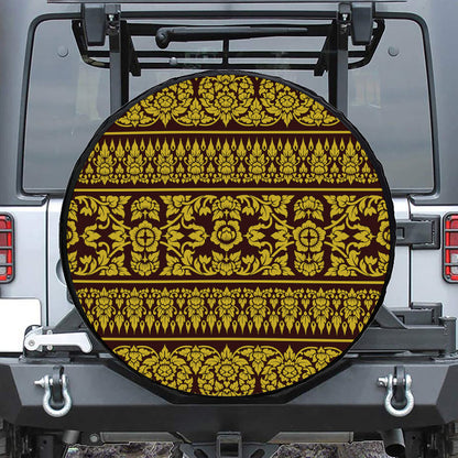 Traditional Thai Flower Pattern Print Tire Cover