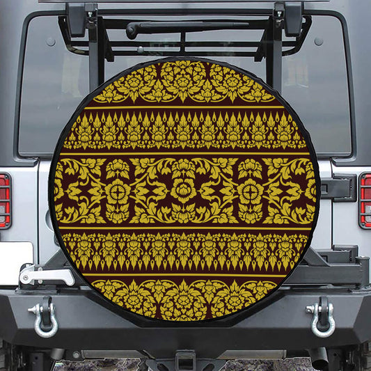 Traditional Thai Flower Pattern Print Tire Cover