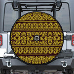 Traditional Thai Flower Pattern Print Tire Cover With Camera Hole