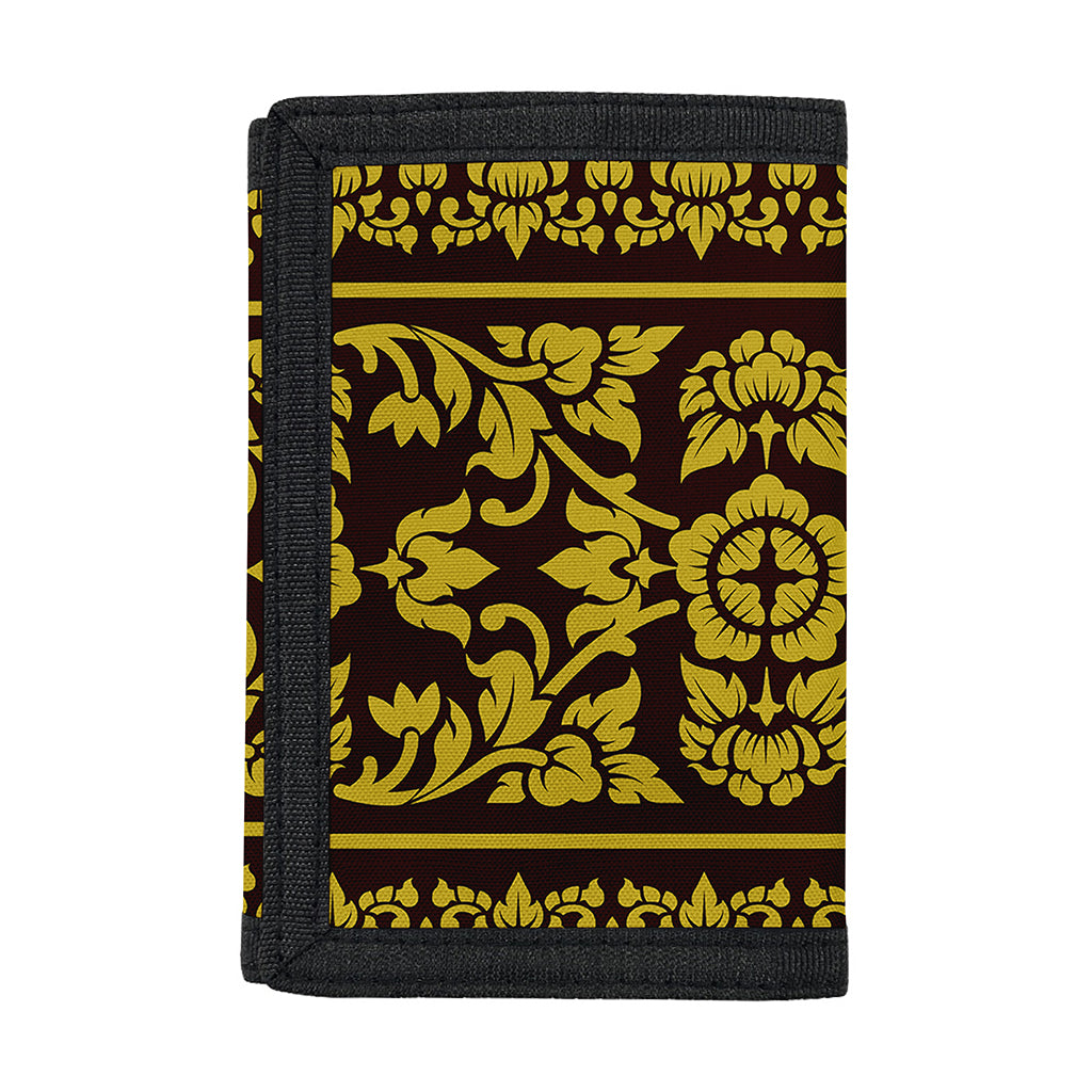 Traditional Thai Flower Pattern Print Trifold Wallet