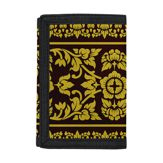 Traditional Thai Flower Pattern Print Trifold Wallet
