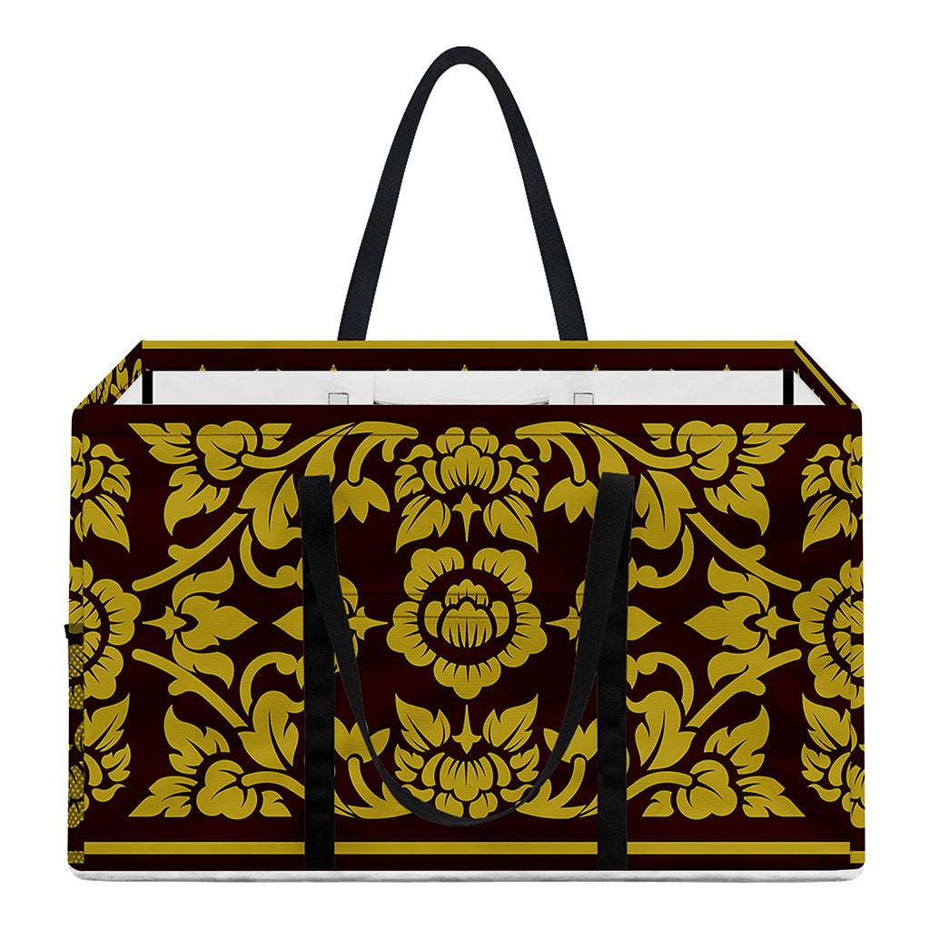 Traditional Thai Flower Pattern Print Utility Tote Bag