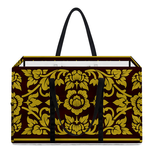 Traditional Thai Flower Pattern Print Utility Tote Bag