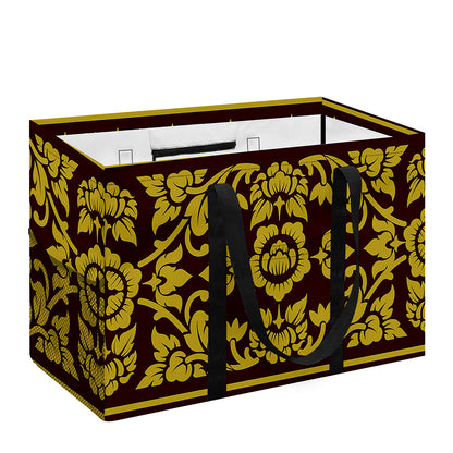 Traditional Thai Flower Pattern Print Utility Tote Bag