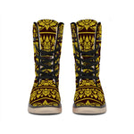 Traditional Thai Flower Pattern Print Winter Boots