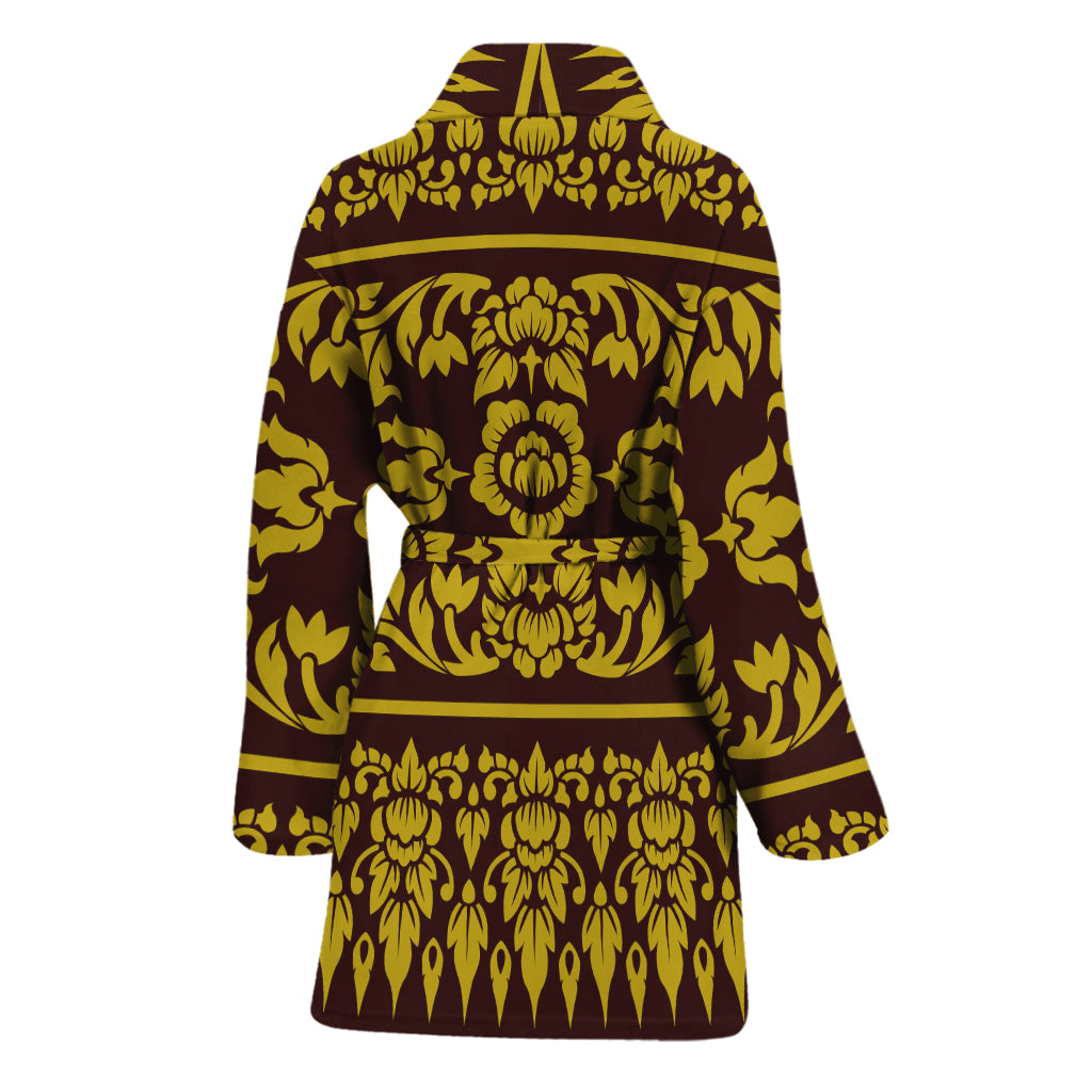 Traditional Thai Flower Pattern Print Women's Bathrobe