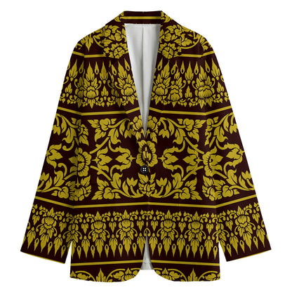 Traditional Thai Flower Pattern Print Women's Blazer