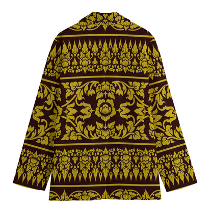 Traditional Thai Flower Pattern Print Women's Blazer