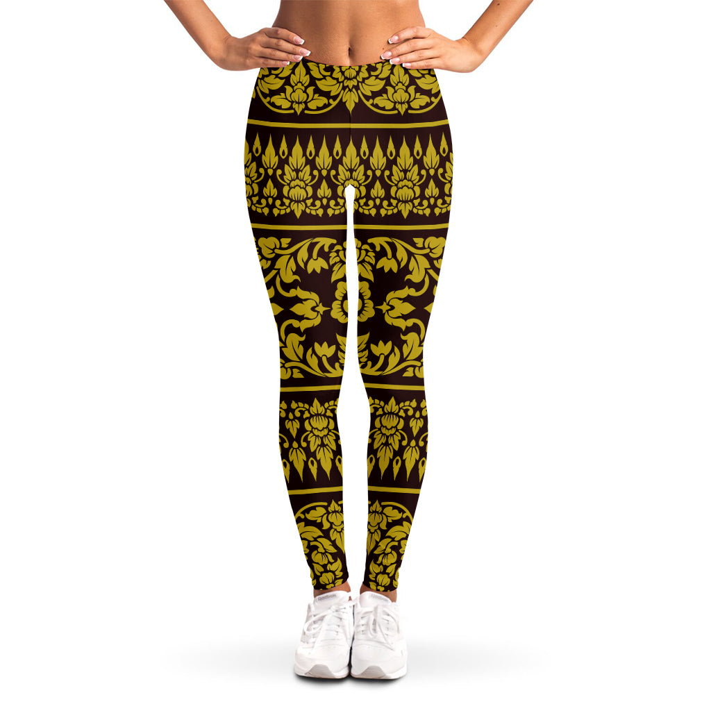 Traditional Thai Flower Pattern Print Women's Leggings