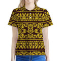 Traditional Thai Flower Pattern Print Women's Polo Shirt