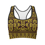 Traditional Thai Flower Pattern Print Women's Sports Bra
