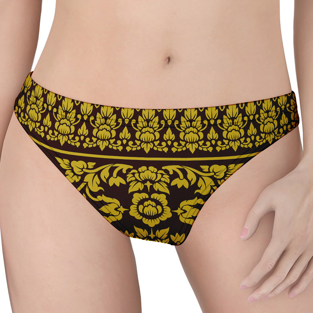 Traditional Thai Flower Pattern Print Women's Thong