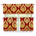 Traditional Thai Pattern Print 3 Piece Kitchen Curtains