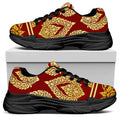 Traditional Thai Pattern Print Black Chunky Shoes