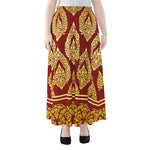 Traditional Thai Pattern Print Chiffon Maxi Skirt