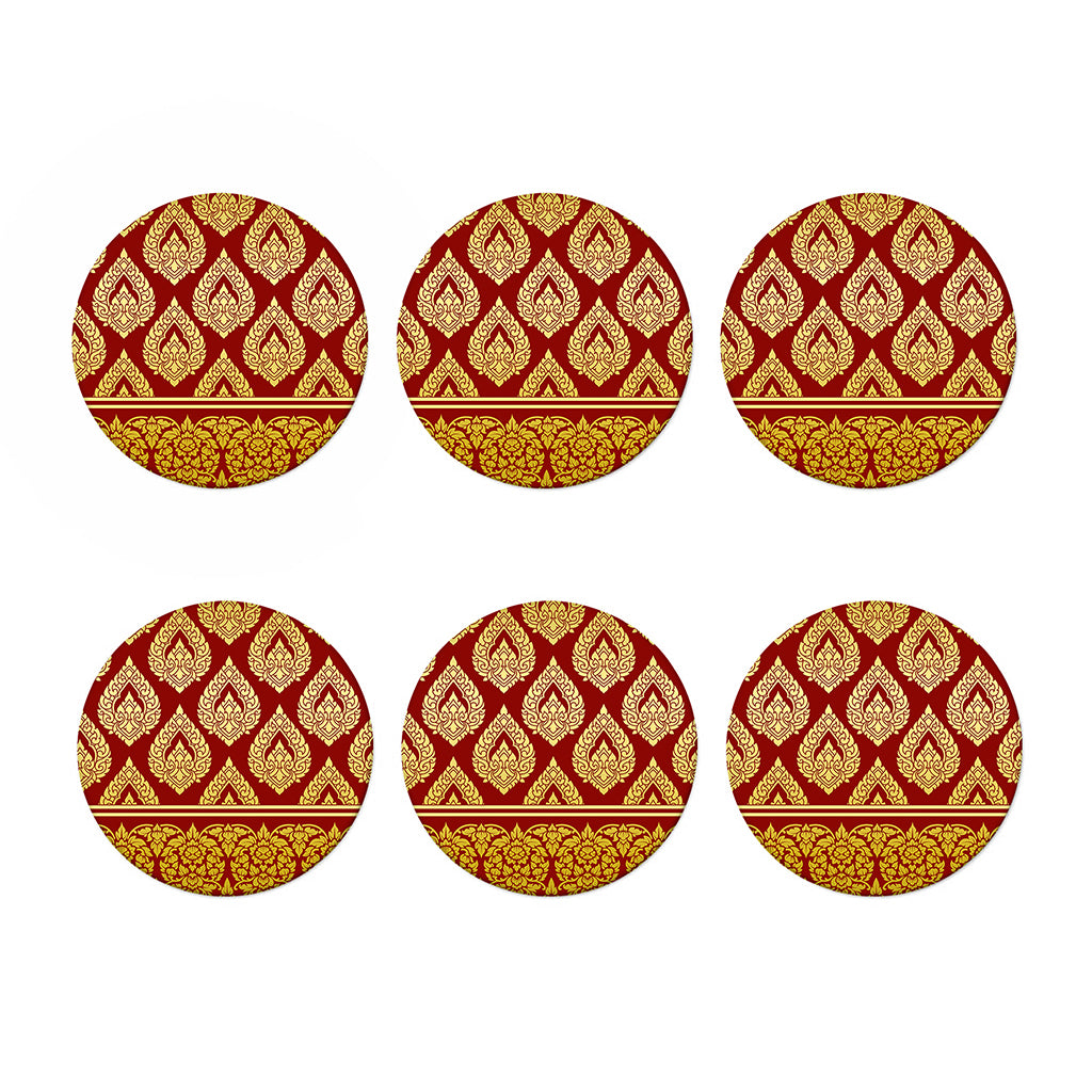 Traditional Thai Pattern Print Coaster Set