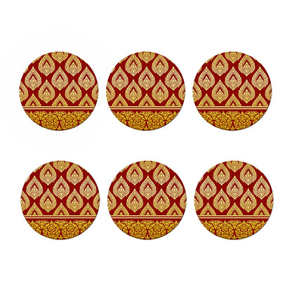 Traditional Thai Pattern Print Coaster Set