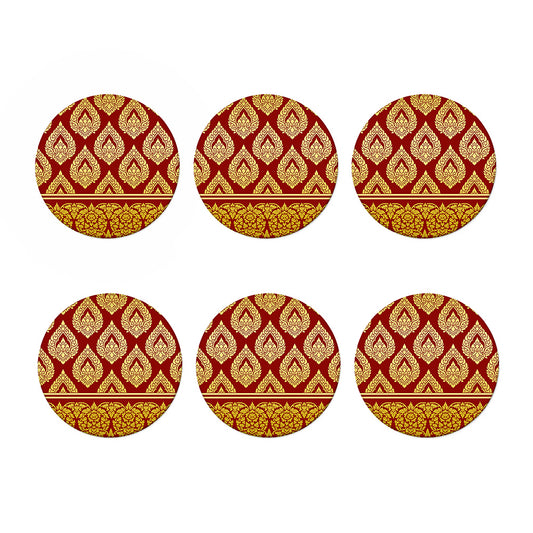 Traditional Thai Pattern Print Coaster Set