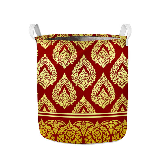 Traditional Thai Pattern Print Collapsible Laundry Basket