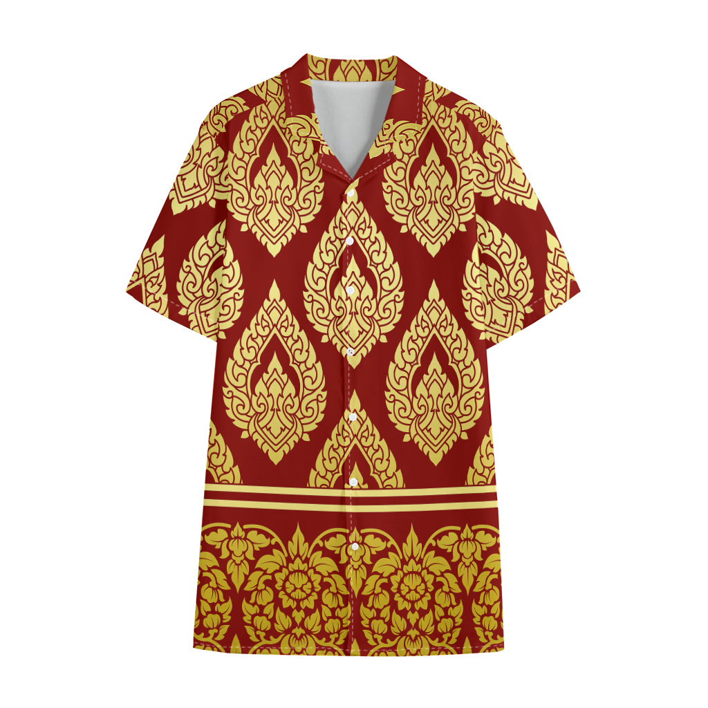 Traditional Thai Pattern Print Cotton Hawaiian Shirt
