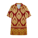 Traditional Thai Pattern Print Cotton Hawaiian Shirt