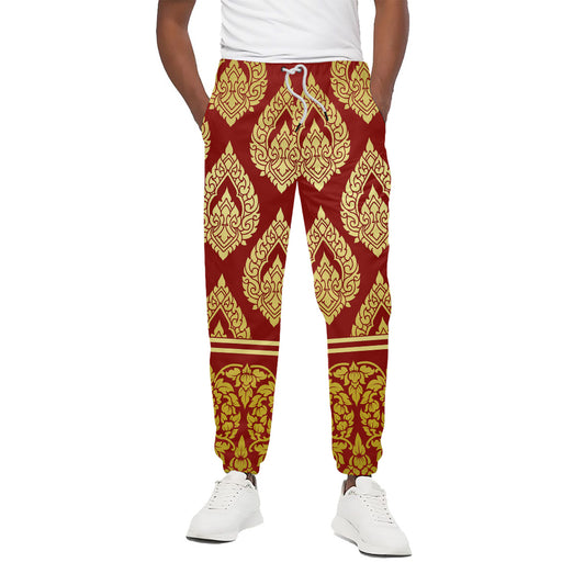 Traditional Thai Pattern Print Cotton Pants