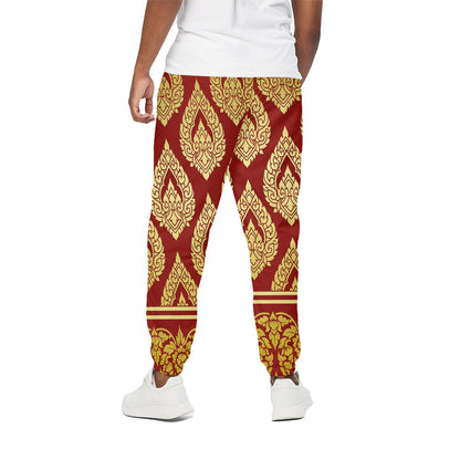 Traditional Thai Pattern Print Cotton Pants