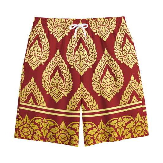 Traditional Thai Pattern Print Cotton Shorts