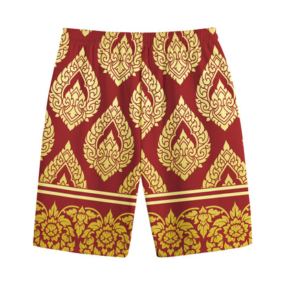 Traditional Thai Pattern Print Cotton Shorts