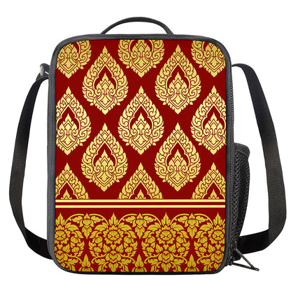 Traditional Thai Pattern Print Crossbody Lunch Bag